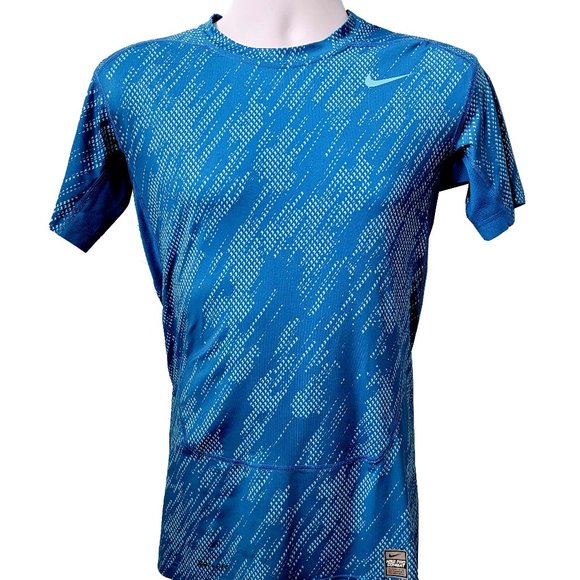 Nike Pro Combat Men's  Teal Blue Printed Supernatural Core Compression Shirt - Picture 1 of 5